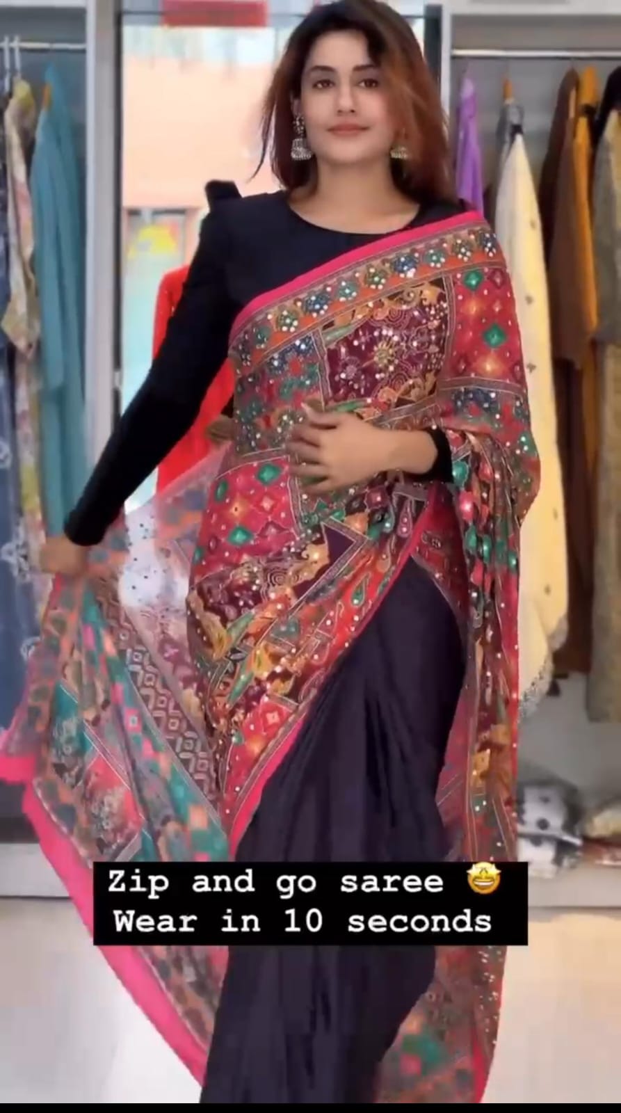 Launch New Gorgette Zip and Go Gown Saree