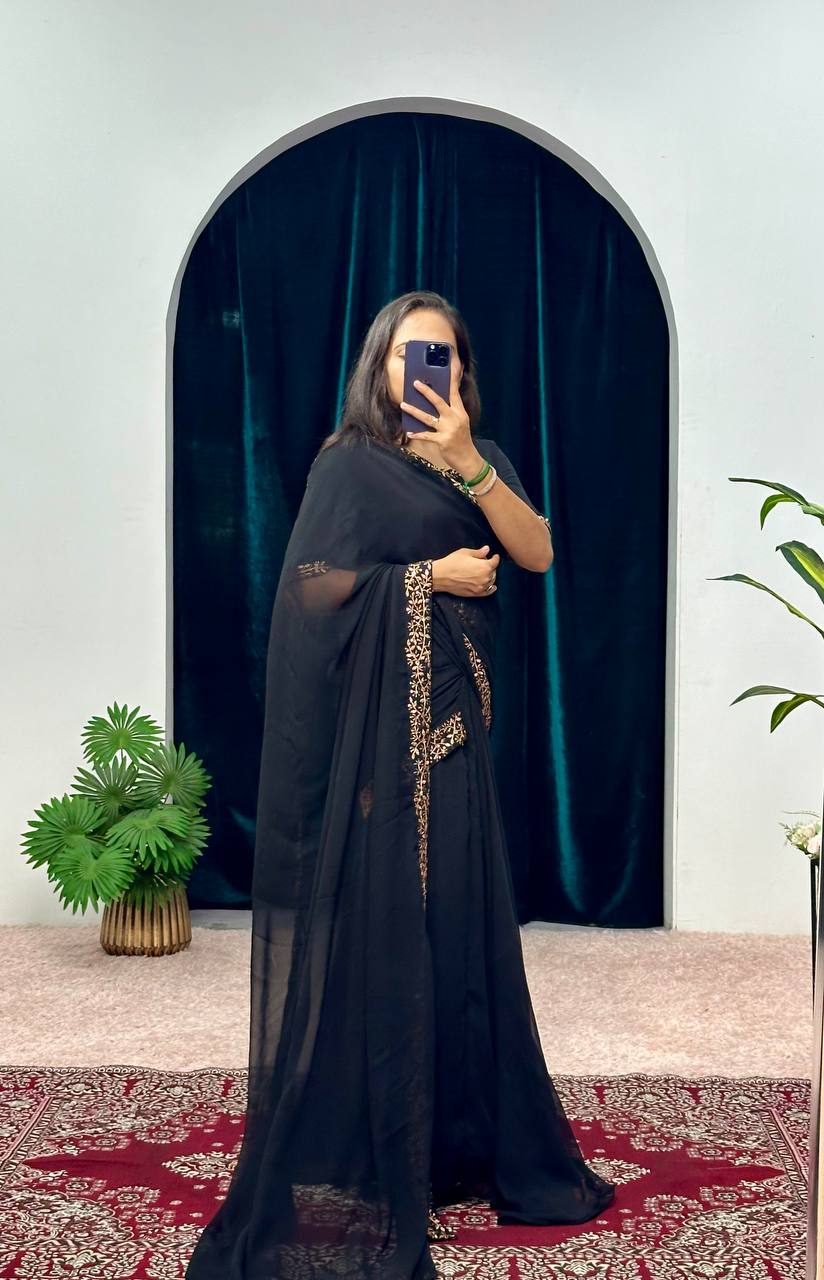 Trending Georgette Fabric Gown Saree