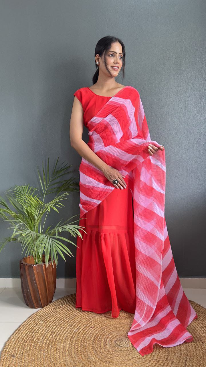 Launch Floral Design Georgette Gown Saree