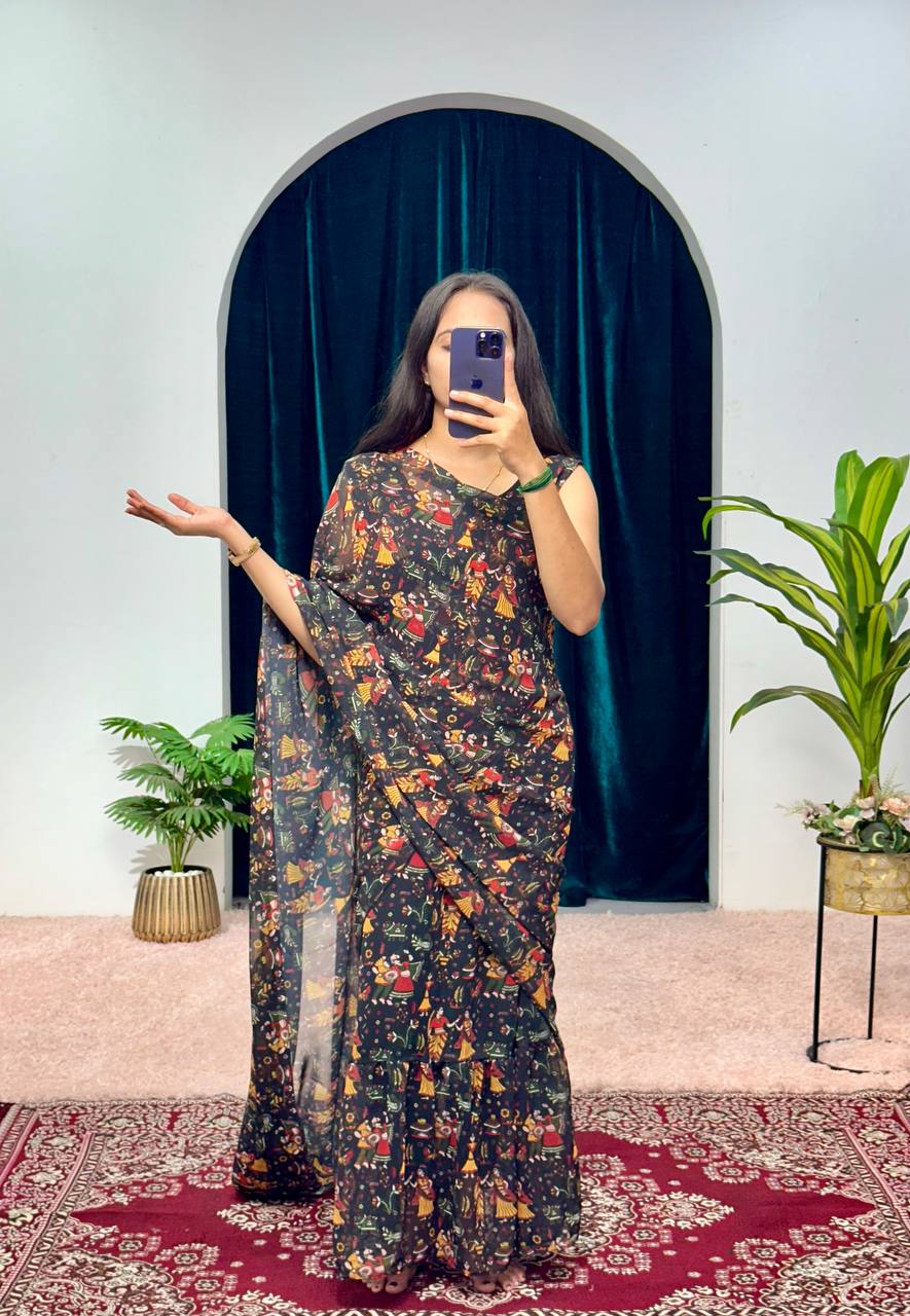 Ancient Digital Print Gown Saree