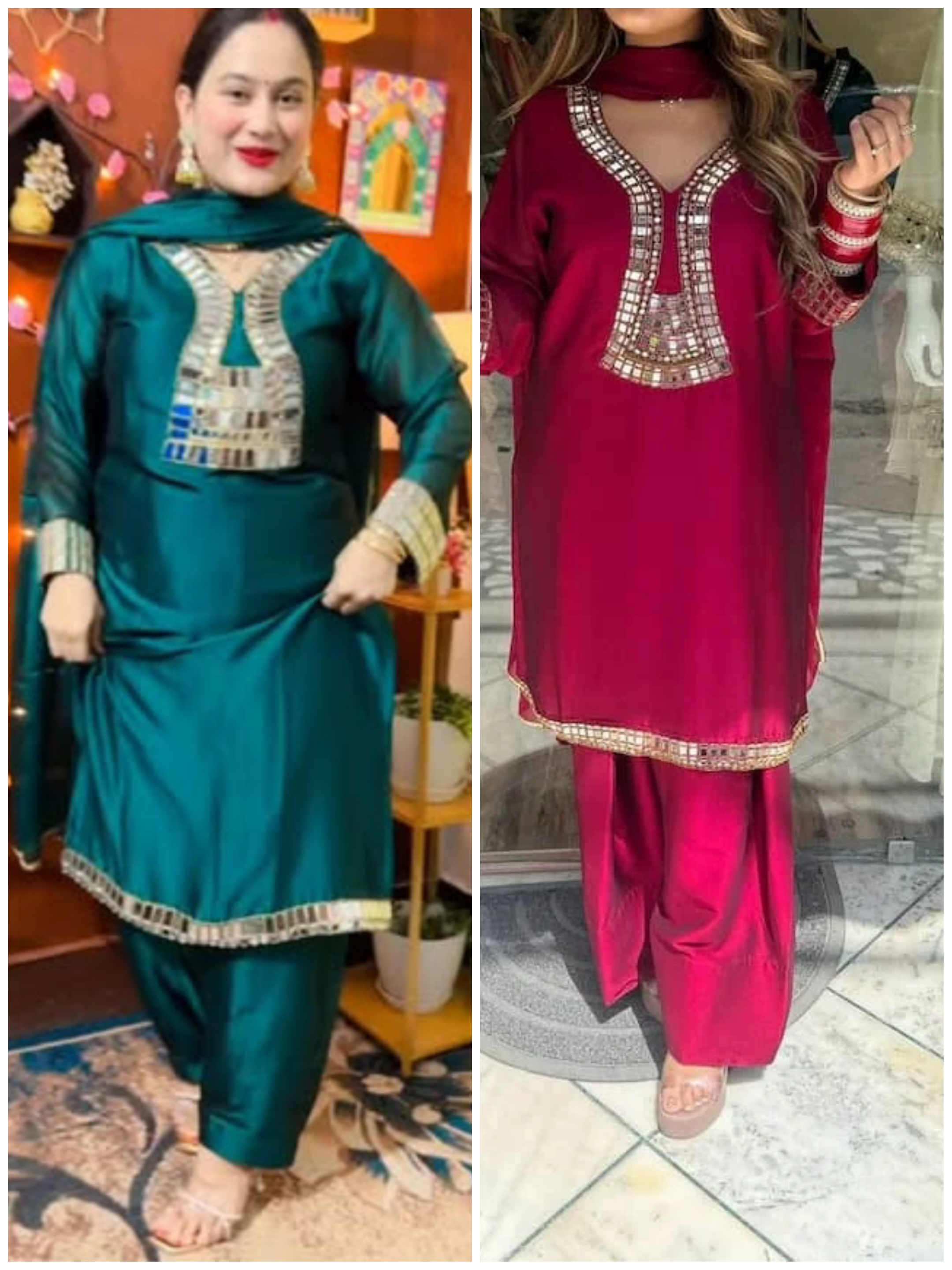 Real Mirror Party Wear Salwar Suit Set with Free Gift