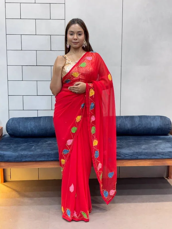 Party wear HANDWORK WITH HAND PAINT WORK SAREE