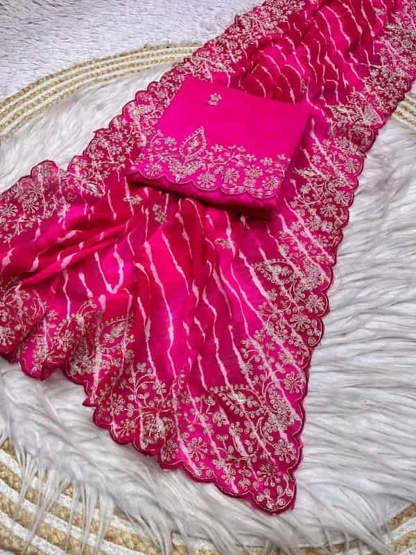 Shiffon space silk Saree with Blouse 