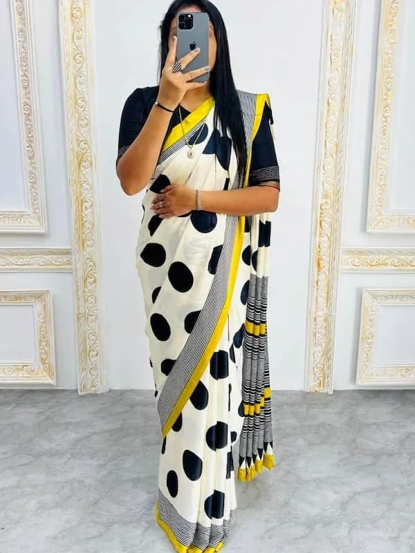 Semi Gajji Silk Saree with Ajrakh Border