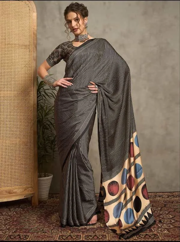 Semi Gajji Silk Saree with Digital Print