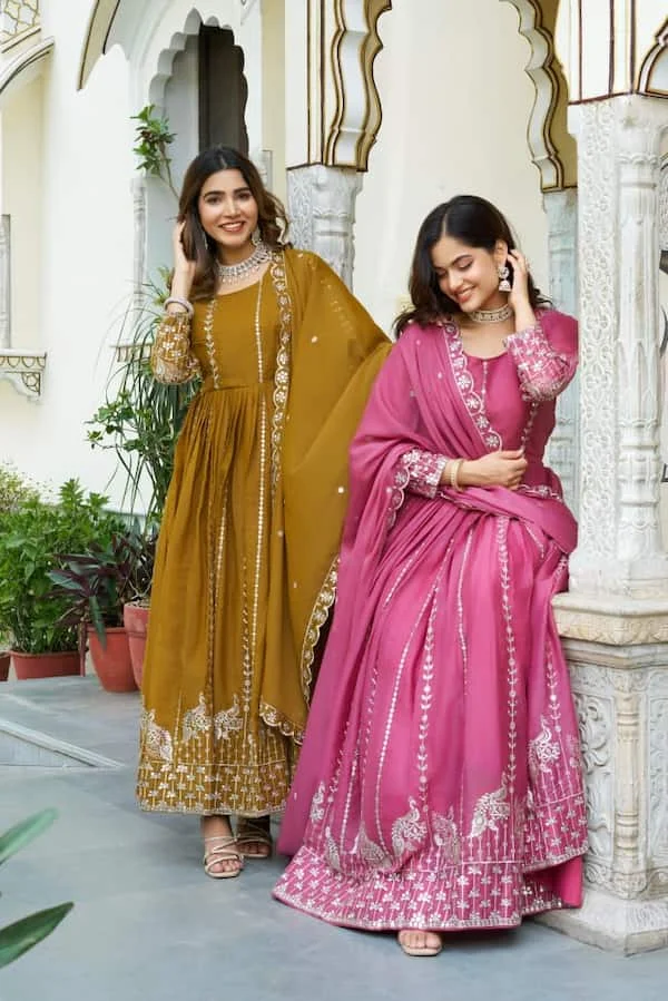 Heavy Star Georgette Gown with Dupatta