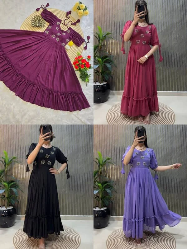 Party Wear Georgette Handwork Gown