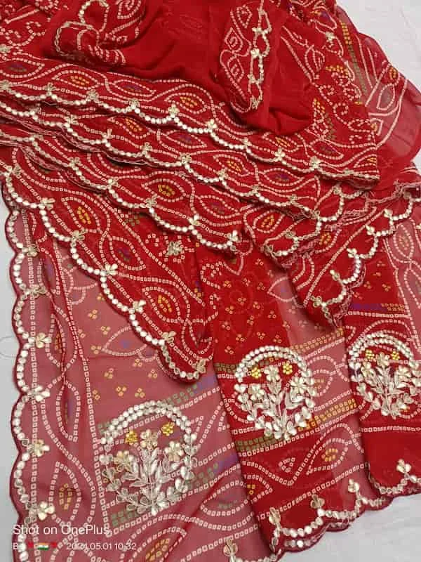 Bandhani Georgette Saree with Gota Patti Work