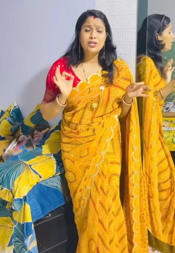 Bandhani Georgette Saree with Gota Patti Work