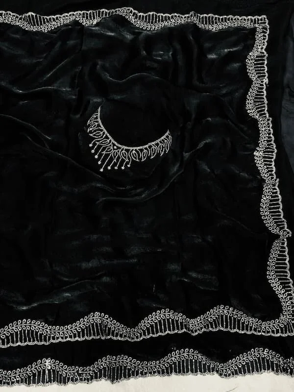 Most Demanding Jarkhan Diamond Work Saree in Space Silk