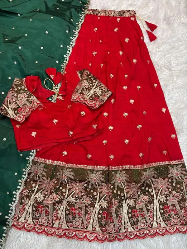 Traditional Kanchipuram Jacquard Half Saree Set