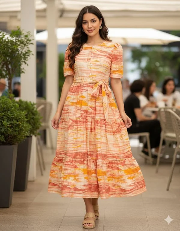 Shibori Rayon Maxi Dress