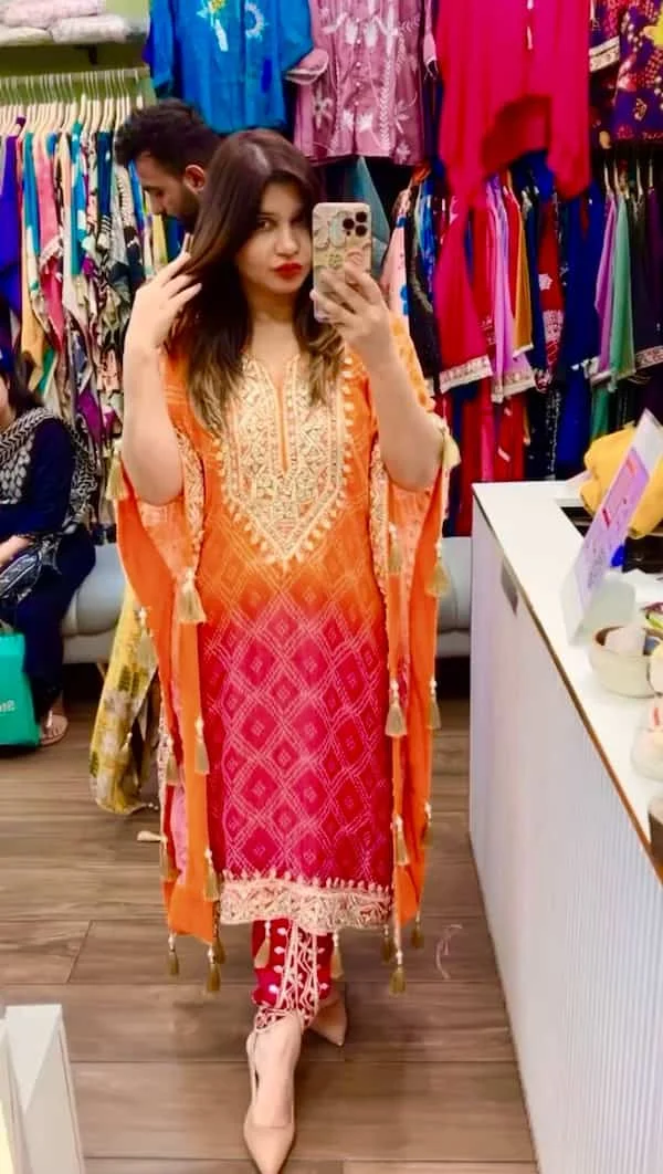 Chinon Silk Party Wear Kaftan with Dhoti Set