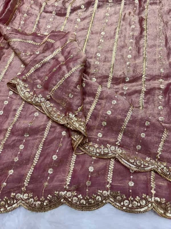 Sequin Embroidery Space Silk Saree with Blouse