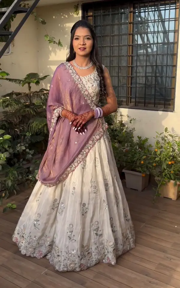 Festival Special Chinon Lehenga Choli with Embroidered Dupatta