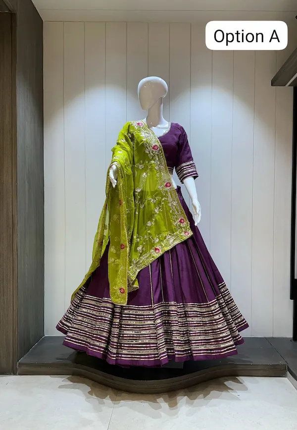 Wedding Special  Rayon Cotton Lehenga Choli with Vintage Dupatta