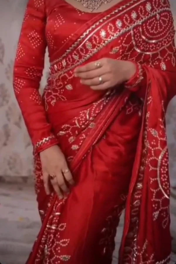 Festive Bandhani Print Saree with Gota Patti Work