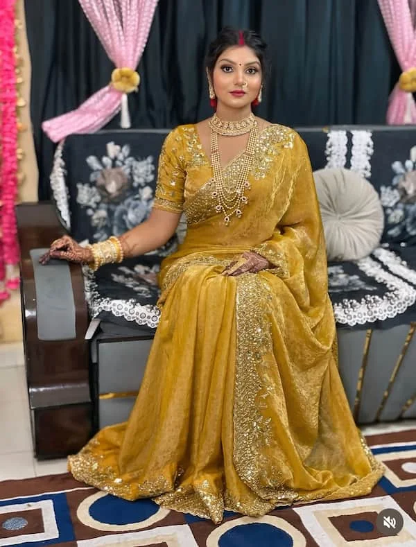 Trending Weaving Thread Saree with Handwork