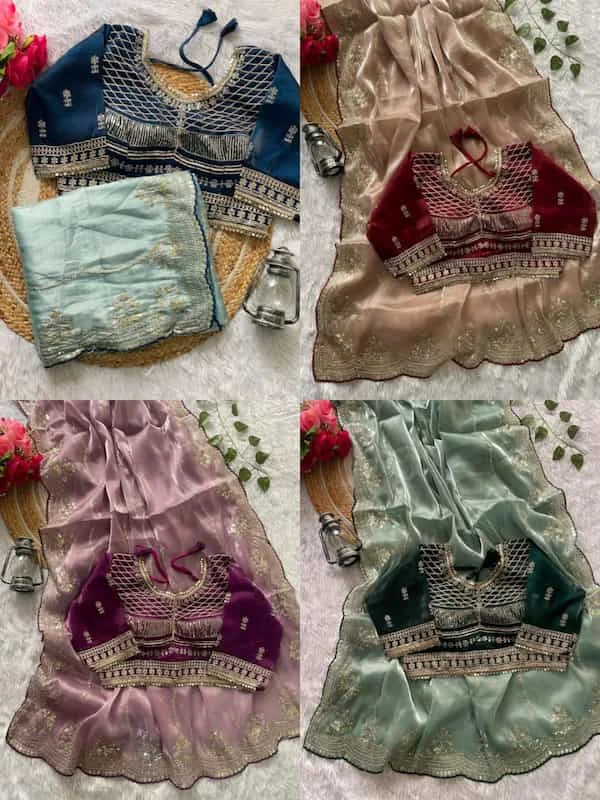 Zimmy Chu Designer Heavy Embroidery Work Saree