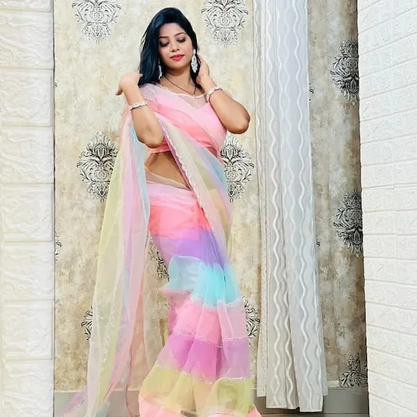 Multicolour Handwork Multicolour Party wear Saree