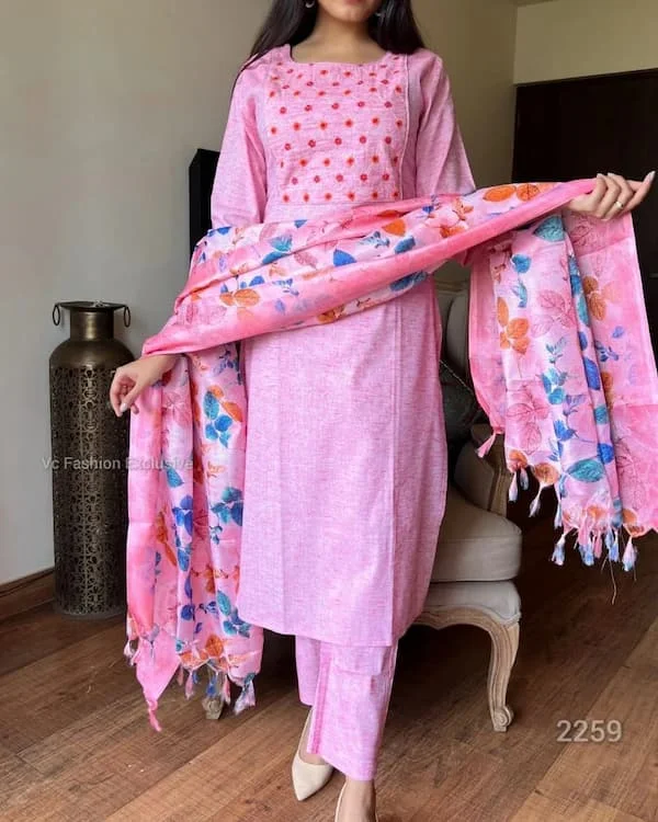 South Cotton Handloom Kurta Pant with Khadi Silk Dupatta