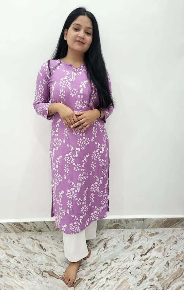 Premium Floral Rayon Kurti Pant Set