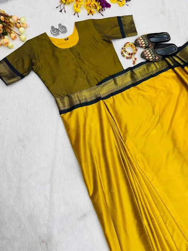 Trending Zip & Go Lichi Silk Saree with Dupatta