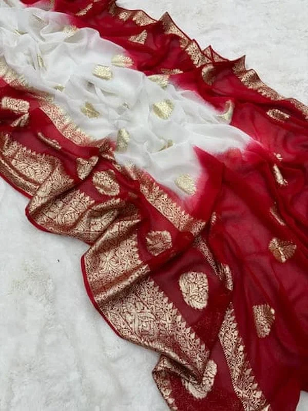 Viscose Georgette Saree with Contrast Blouse