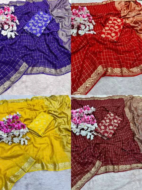 Viscose Georgette Saree with Dola Viscose Blouse