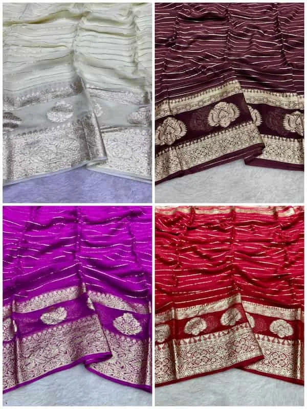 Satin Patta Viscose Georgette Saree with Sequins Work
