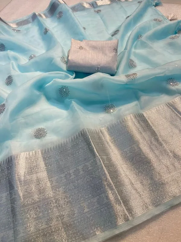 Kanchipuram Organza Jacquard Saree
