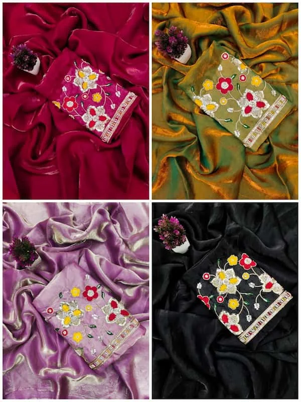 Pure Space Silk Saree with Maggam Work Blouse