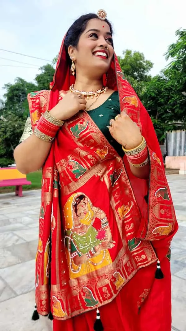 Karvachoth special Dulhan Pearl work saree
