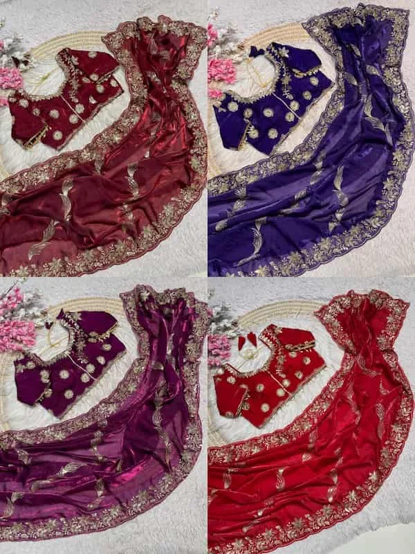 Fendy Satin Silk Saree with Stitched Blouse