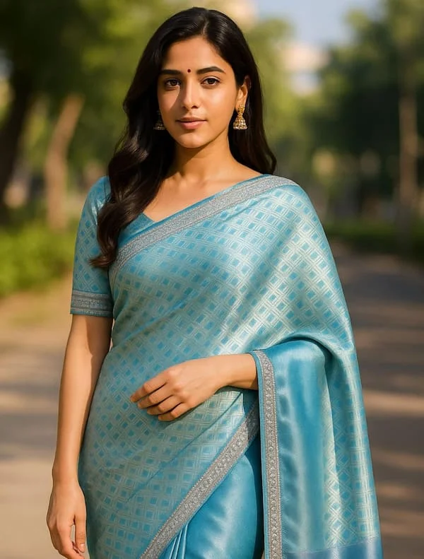 Elegant Sky Blue Silk Saree