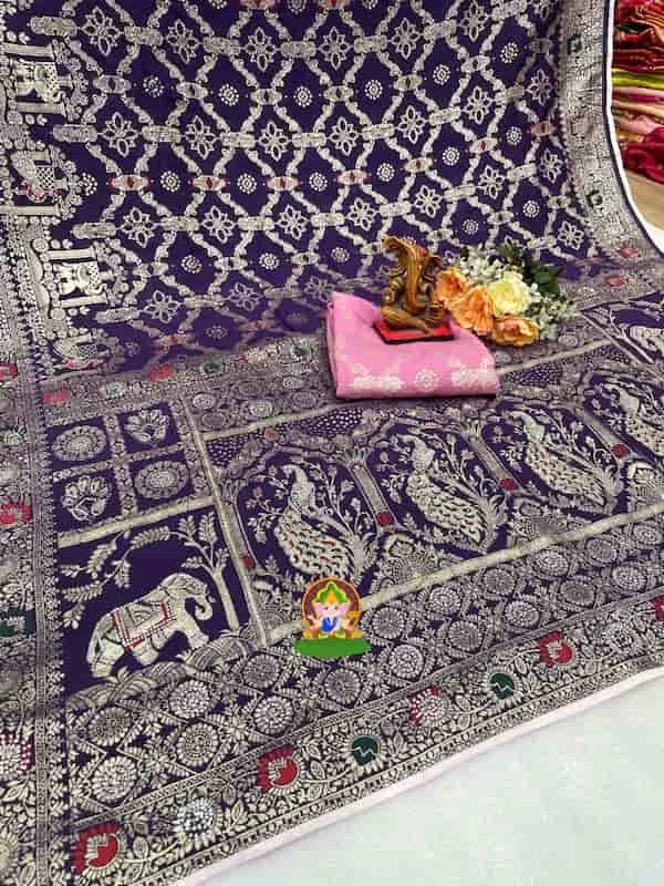 Traditional Meenakari Zecard Saree – Rajwadi Peacock Design