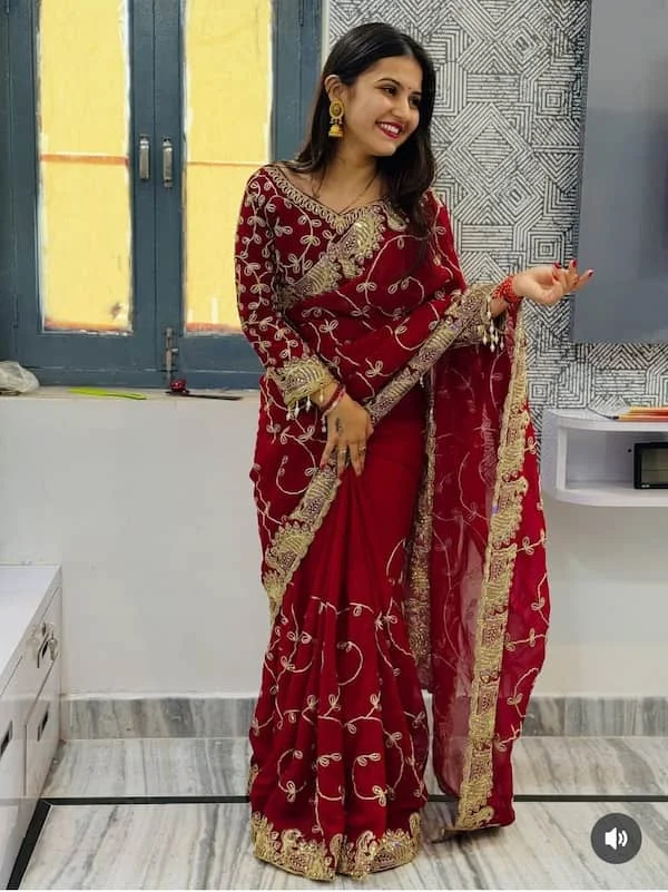 Karvachoth Special Designer Saree with Stitched Blouse