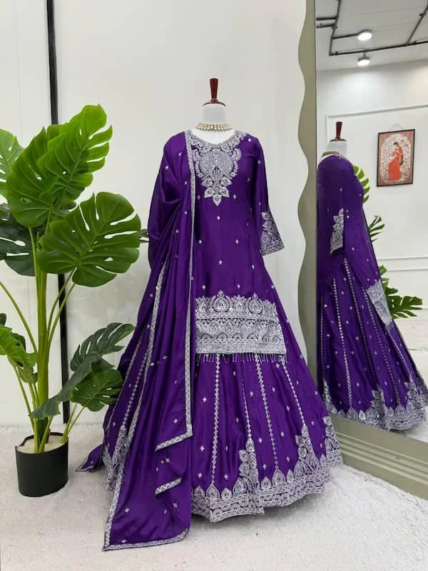 Punjabi Style Purple Designer Lehenga Set