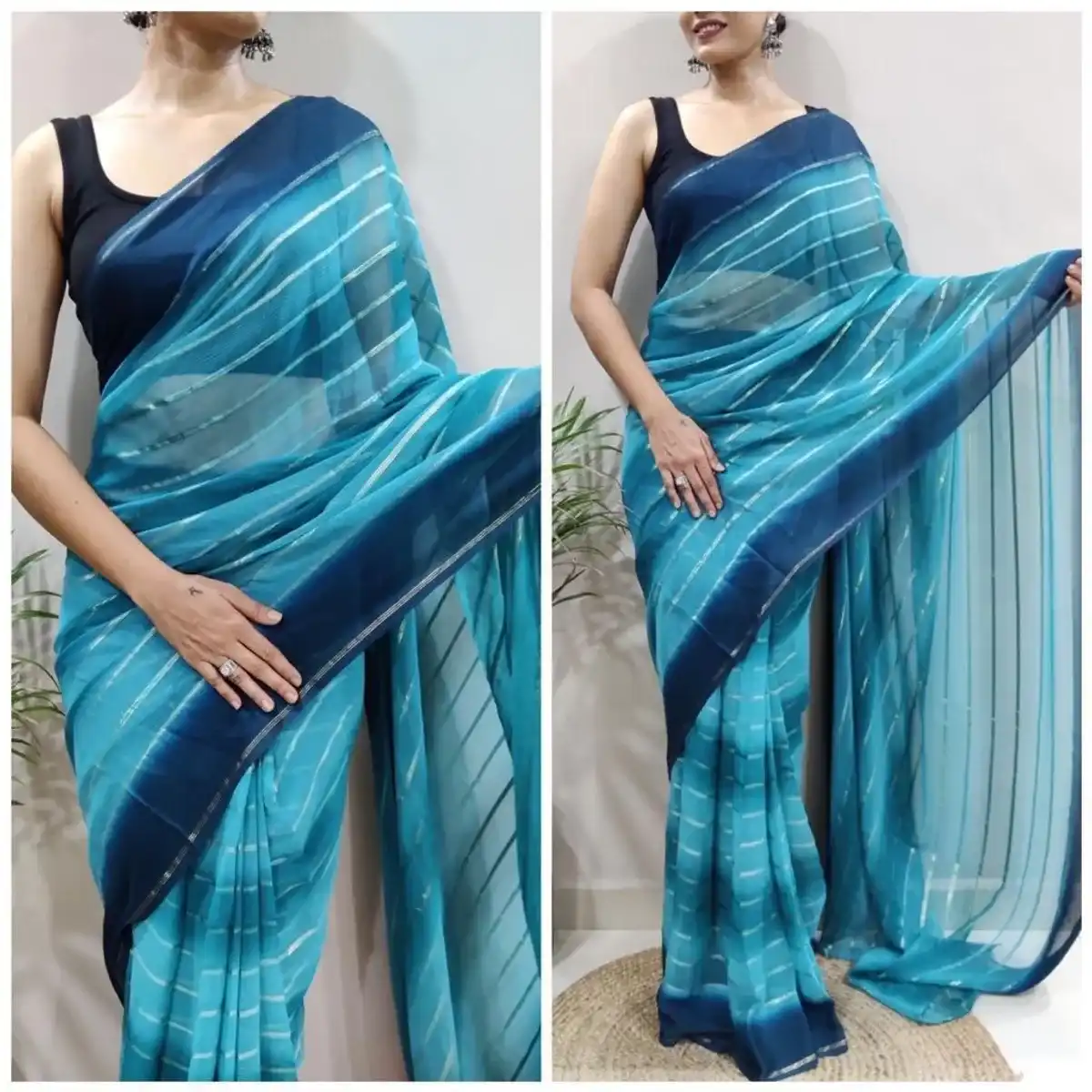 Soft Gorget Ready To Wear Pleated Saree