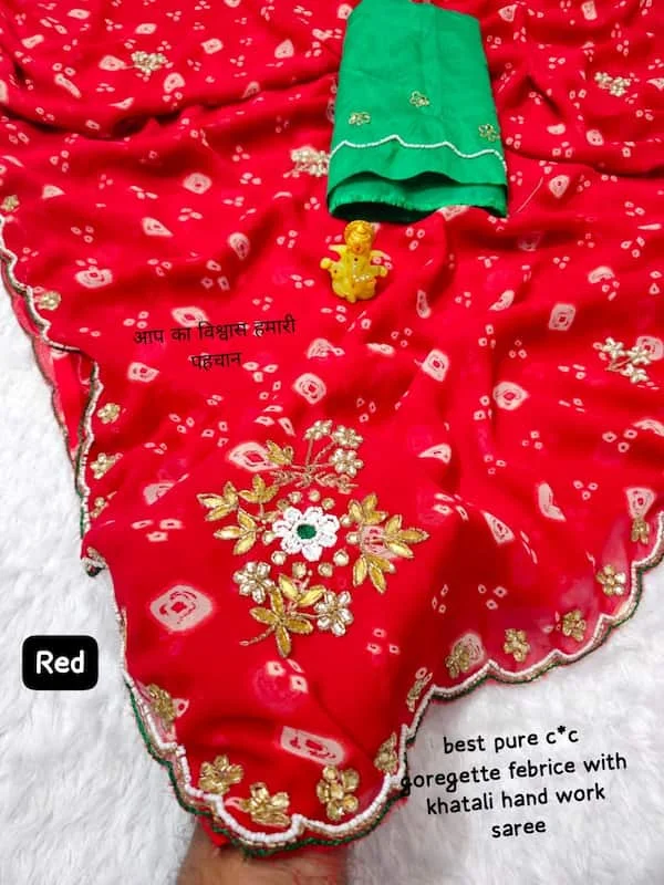 Jaipuri Georgette Handwork sarees