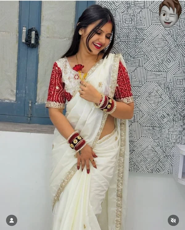 Soft Chinon saree with heavy work Stitch Blouse 