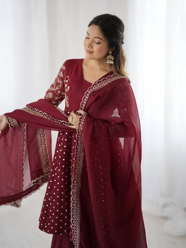 Embroidered Frock Style Party Wear Plazzo set