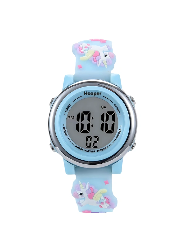 Hooper Unicorn Blue LED Digital Watch for Girls – 3D Waterproof Silicone Strap