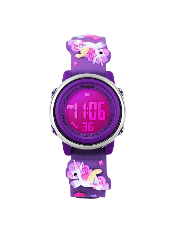 Hooper Unicorn Purple LED Digital Watch for Girls – 3D Waterproof Silicone Strap